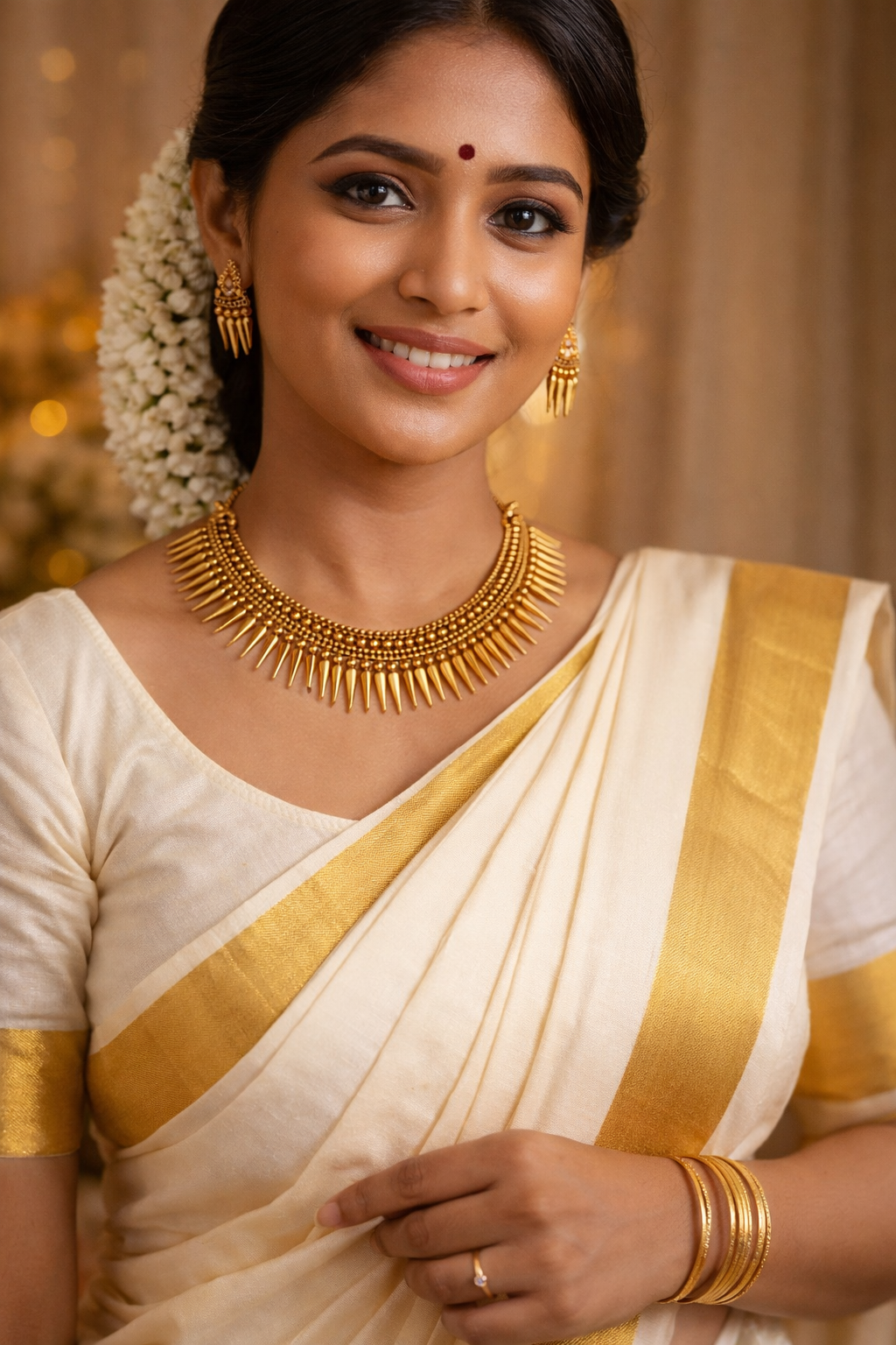 1 Gram Gold Mulla Mottu Maala Necklace