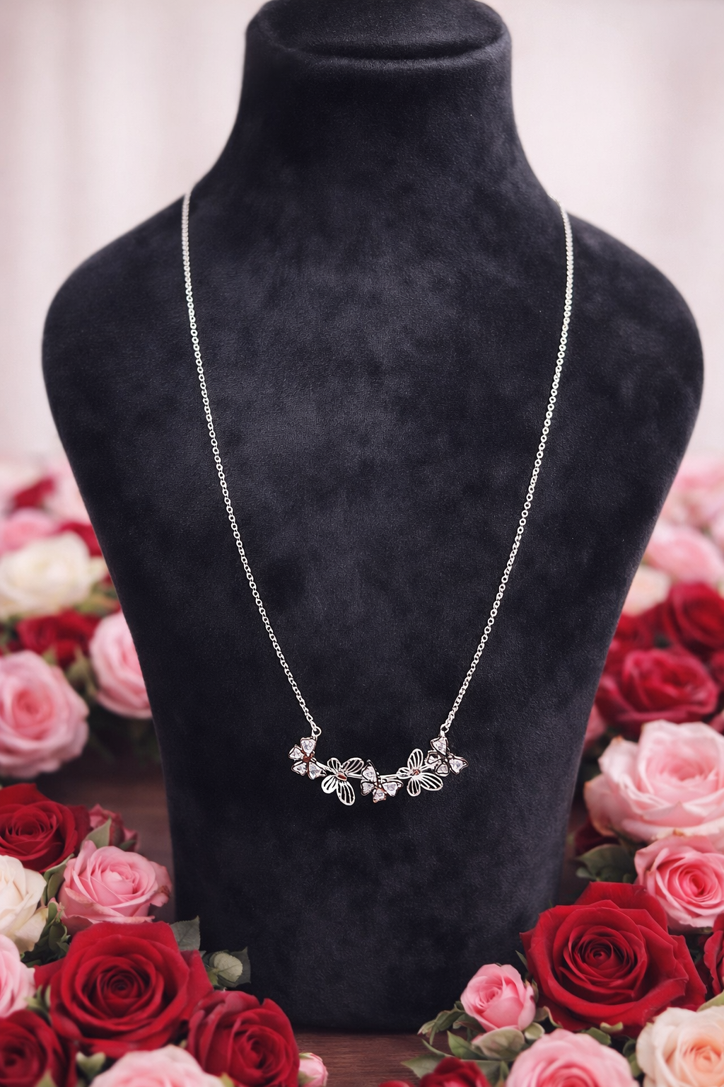 Stainless Steel Double Layer Hanging Stars & Moon Pendant Necklace Chain